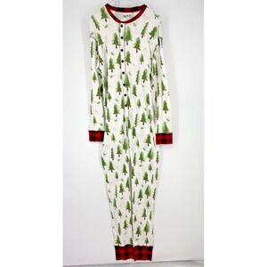 LAZY ONE Flapjacks One Piece Pajamas TREES Buffalo Plaid Unisex Adult XL New